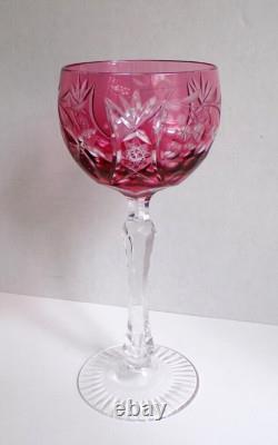 VINEYARD GRAPE by BAYEL CUT CRYSTAL WINE HOCK GLASS GERMANY, Rare 7.6, Set of 6