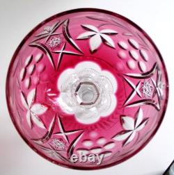 VINEYARD GRAPE by BAYEL CUT CRYSTAL WINE HOCK GLASS GERMANY, Rare 7.6, Set of 6