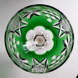 VINEYARD GRAPE by BAYEL CUT CRYSTAL WINE HOCK GLASS GERMANY, Rare 7.6, Set of 6