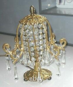 VINTAGE 1970s FRENCH COUNTRY CUT GLASS CRYSTAL CHANDELIER TABLE LAMP