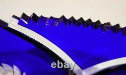 VINTAGE Ajka Crystal Coblat Blue Cut to Clear Platter / Tray / Plate 11 5/8