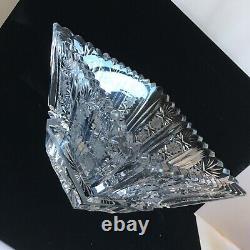 VINTAGE CUT CRYSTAL VASE. Height- 4.5 in. Vase Weight- 3.5 pounds