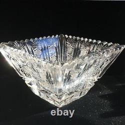 VINTAGE CUT CRYSTAL VASE. Height- 4.5 in. Vase Weight- 3.5 pounds