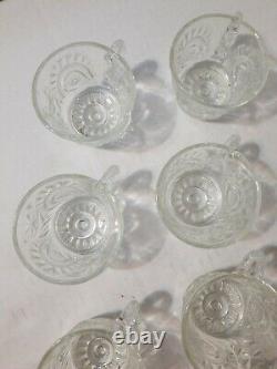 VINTAGE CUT GLASS CRYSTAL PUNCH BOWL with 12 CUPS AND LADLE