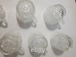 VINTAGE CUT GLASS CRYSTAL PUNCH BOWL with 12 CUPS AND LADLE