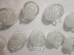 VINTAGE CUT GLASS CRYSTAL PUNCH BOWL with 12 CUPS AND LADLE