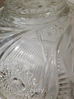 VINTAGE CUT GLASS CRYSTAL PUNCH BOWL with 12 CUPS AND LADLE