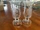 VINTAGE Czechoslovakian CANDLE HOLDERS. Wheel Cut Crystal Chimney. Etched Leaves