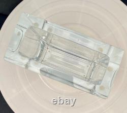 VINTAGE DE MARTUS MCM ART GLASS CUT CRYSTAL RECTANGLE VASE 7.5, MARKED c1960 vg