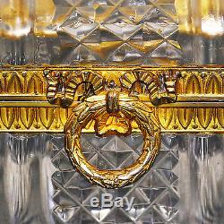 VINTAGE FRENCH Baccarat CUT CLEAR CRYSTAL GLASS HINGED TRINKET BOX CASKET ORMOLU