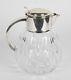 VINTAGE OCCUPIED GERMAN CUT CRYSTAL AND SILVERPLATE PITCHER With GLASS ICE INSERT