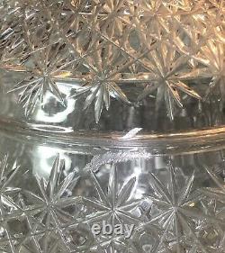 VTG'80s Yasemin Crystal Russian Pattern 12 Hand Cut Glass Lidded Punch Bowl