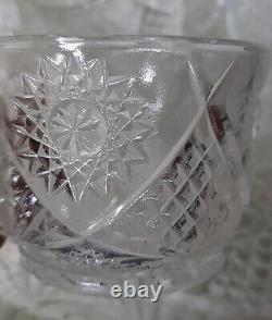 VTG AMERICAN BRILLIANT Deep Cut CRYSTAL GLASS BOWL 4 Hobstars SAWTOOTH 12 cups