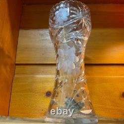 VTG American Brilliant 12 Spiral HandCut Bulbous Crystal Glass Statement Vase
