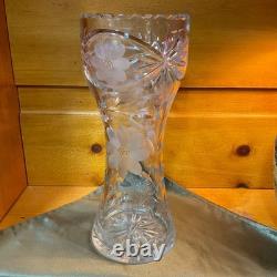 VTG American Brilliant 12 Spiral HandCut Bulbous Crystal Glass Statement Vase