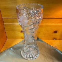 VTG American Brilliant 12 Spiral HandCut Bulbous Crystal Glass Statement Vase