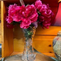 VTG American Brilliant 12 Spiral HandCut Bulbous Crystal Glass Statement Vase