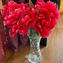 VTG American Brilliant 12 Spiral HandCut Bulbous Crystal Glass Statement Vase