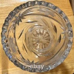VTG American Brilliant 12 Spiral HandCut Bulbous Crystal Glass Statement Vase