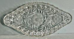VTG American Brilliant Period Cut Crystal Glass Oval Scalloped Edge Dish