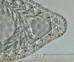 VTG American Brilliant Period Cut Crystal Glass Oval Scalloped Edge Dish