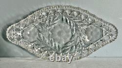VTG American Brilliant Period Cut Crystal Glass Oval Scalloped Edge Dish