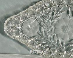VTG American Brilliant Period Cut Crystal Glass Oval Scalloped Edge Dish