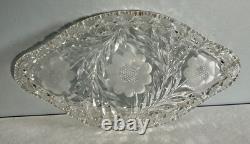 VTG American Brilliant Period Cut Crystal Glass Oval Scalloped Edge Dish
