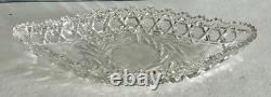 VTG American Brilliant Period Cut Crystal Glass Oval Scalloped Edge Dish