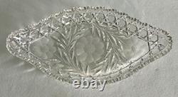VTG American Brilliant Period Cut Crystal Glass Oval Scalloped Edge Dish