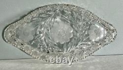 VTG American Brilliant Period Cut Crystal Glass Oval Scalloped Edge Dish