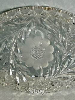 VTG American Brilliant Period Cut Crystal Glass Oval Scalloped Edge Dish