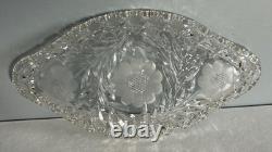 VTG American Brilliant Period Cut Crystal Glass Oval Scalloped Edge Dish