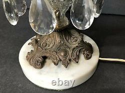 VTG/Antique Cut Glass Table desk Lamp Mushroom Shade Parlor Light Crystal tear