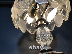 VTG/Antique Cut Glass Table desk Lamp Mushroom Shade Parlor Light Crystal tear