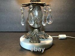 VTG/Antique Cut Glass Table desk Lamp Mushroom Shade Parlor Light Crystal tear