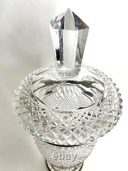 VTG Antique Gorgeous Cut Crystal Glass Gilt Black Gold Trim Jar Vase Urn Compote