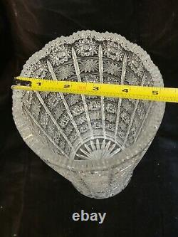 VTG Bohemia Czech Queen Lace Crystal Glass Hand Cut 24% Lead 10 Tall Vase