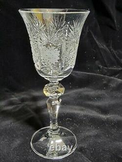 VTG Bohemia Czech Queen Lace Crystal Glass Hand Cut 24% Lead Wine Glass Set of 6