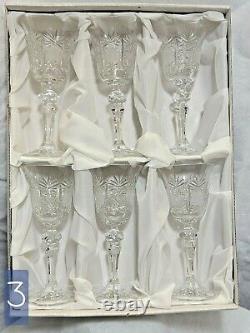 VTG Bohemia Czech Queen Lace Crystal Glass Hand Cut 24% Lead Wine Glass Set of 6
