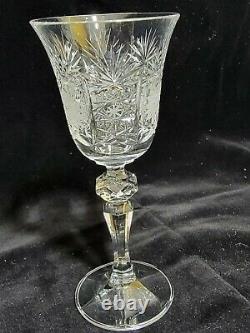 VTG Bohemia Czech Queen Lace Crystal Glass Hand Cut 24% Lead Wine Glass Set of 6