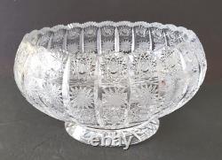 VTG Bohemian Cut Crystal Queens Lace Pedestal Bowl 5.5 Tall x 10 Diameter