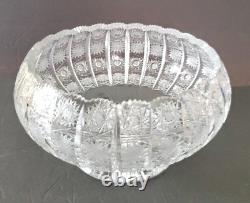 VTG Bohemian Cut Crystal Queens Lace Pedestal Bowl 5.5 Tall x 10 Diameter
