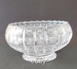 VTG Bohemian Cut Crystal Queens Lace Pedestal Bowl 5.5 Tall x 10 Diameter