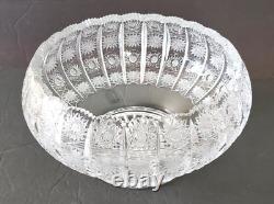 VTG Bohemian Cut Crystal Queens Lace Pedestal Bowl 5.5 Tall x 10 Diameter