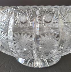 VTG Bohemian Cut Crystal Queens Lace Pedestal Bowl 5.5 Tall x 10 Diameter