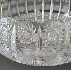VTG Bohemian Cut Crystal Queens Lace Pedestal Bowl 5.5 Tall x 10 Diameter