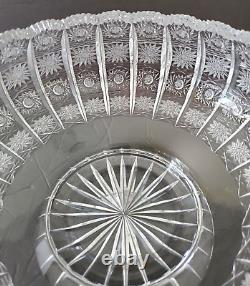 VTG Bohemian Cut Crystal Queens Lace Pedestal Bowl 5.5 Tall x 10 Diameter