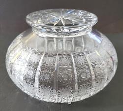 VTG Bohemian Cut Crystal Queens Lace Pedestal Bowl 5.5 Tall x 10 Diameter
