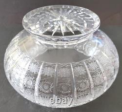 VTG Bohemian Cut Crystal Queens Lace Pedestal Bowl 5.5 Tall x 10 Diameter